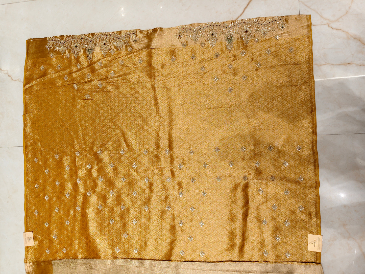 Mustard Tissue Designer Saree