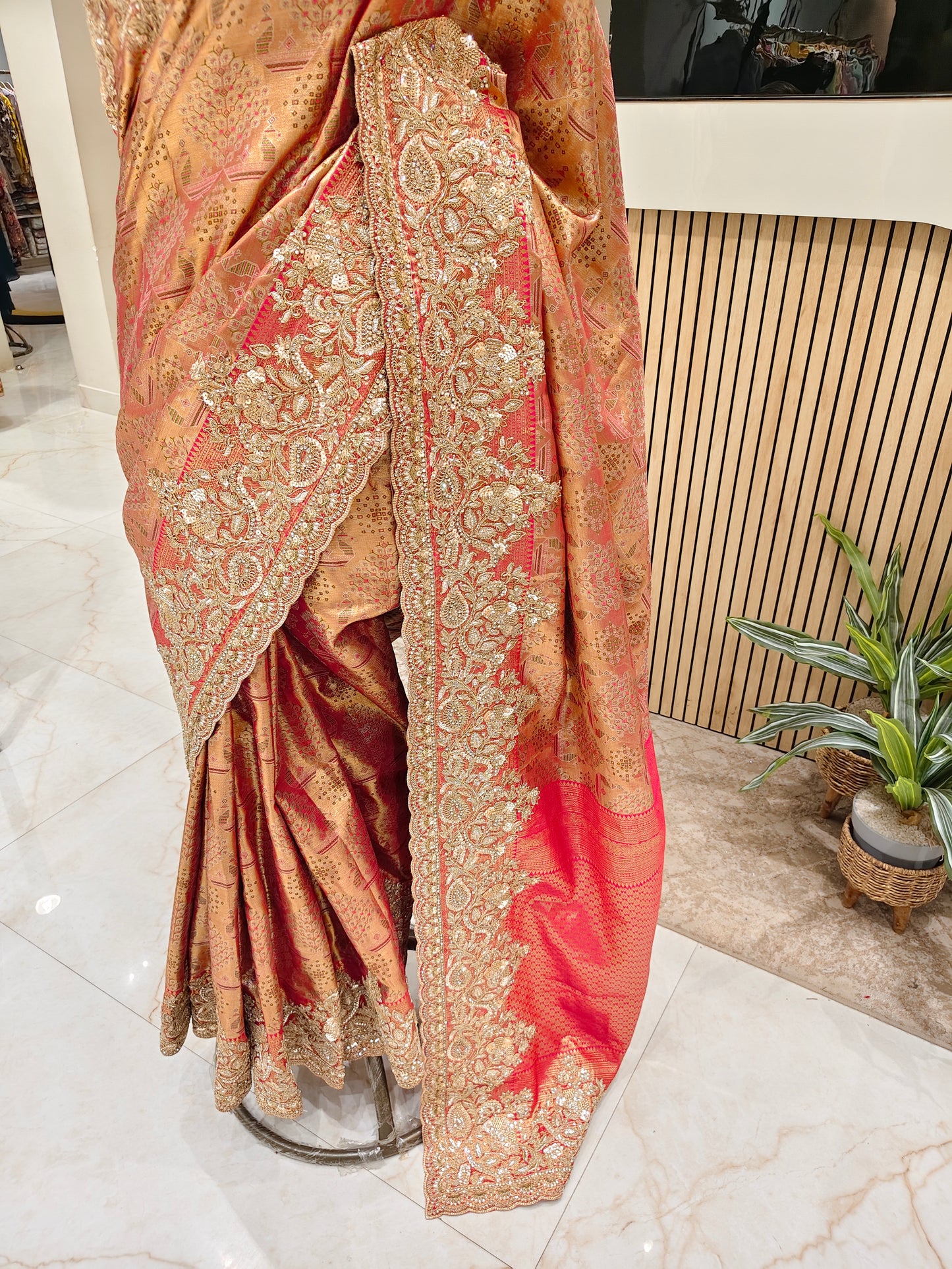 Red Tissue Designer Saree