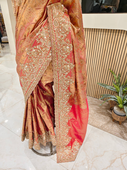 Red Tissue Designer Saree
