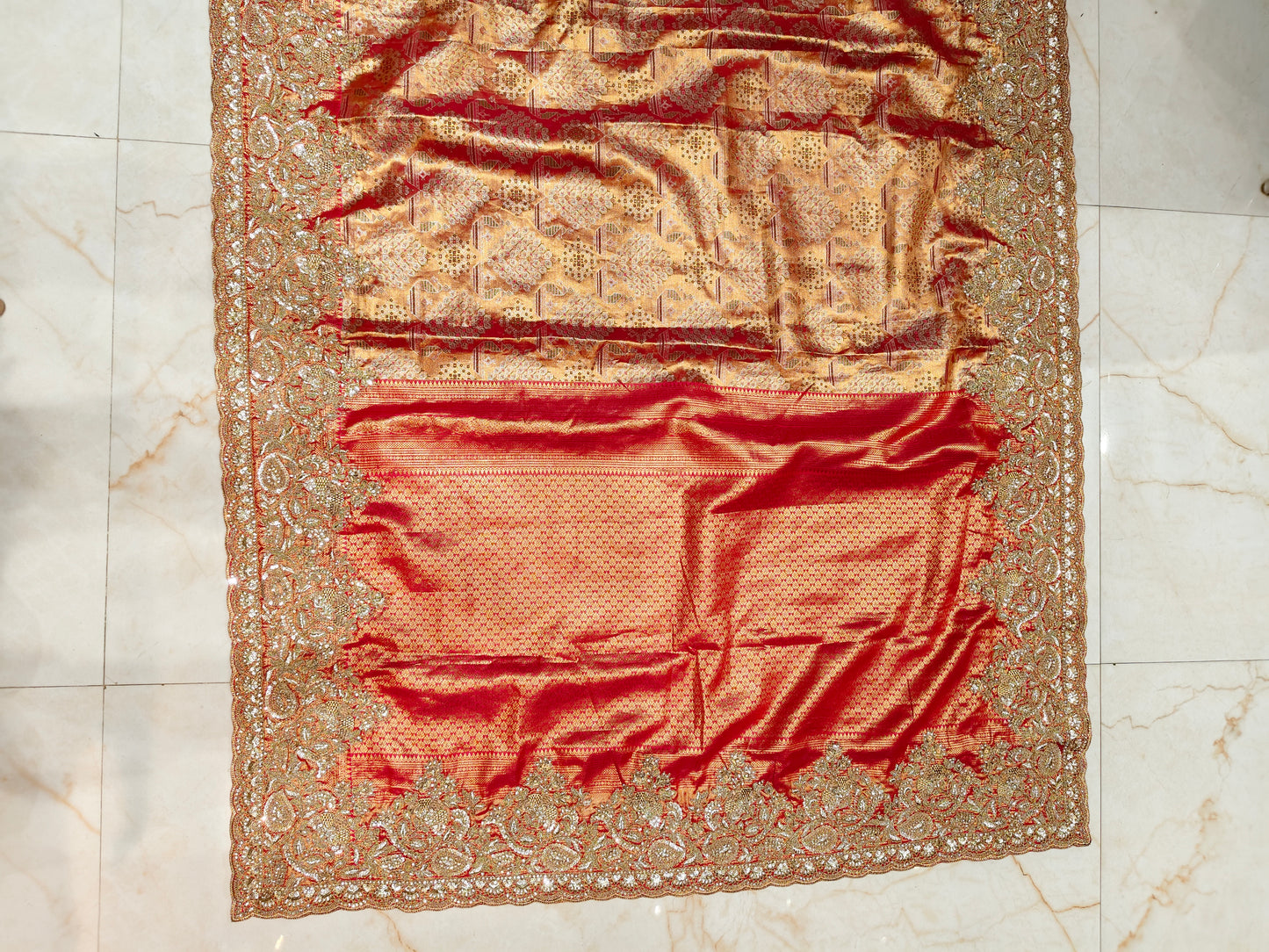 Red Tissue Designer Saree