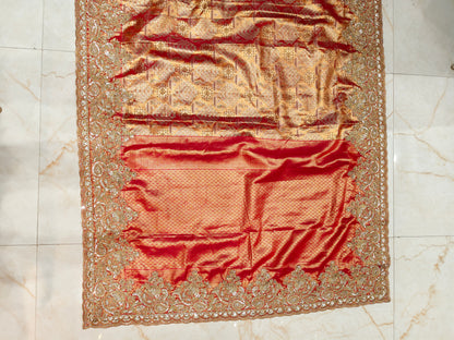 Red Tissue Designer Saree