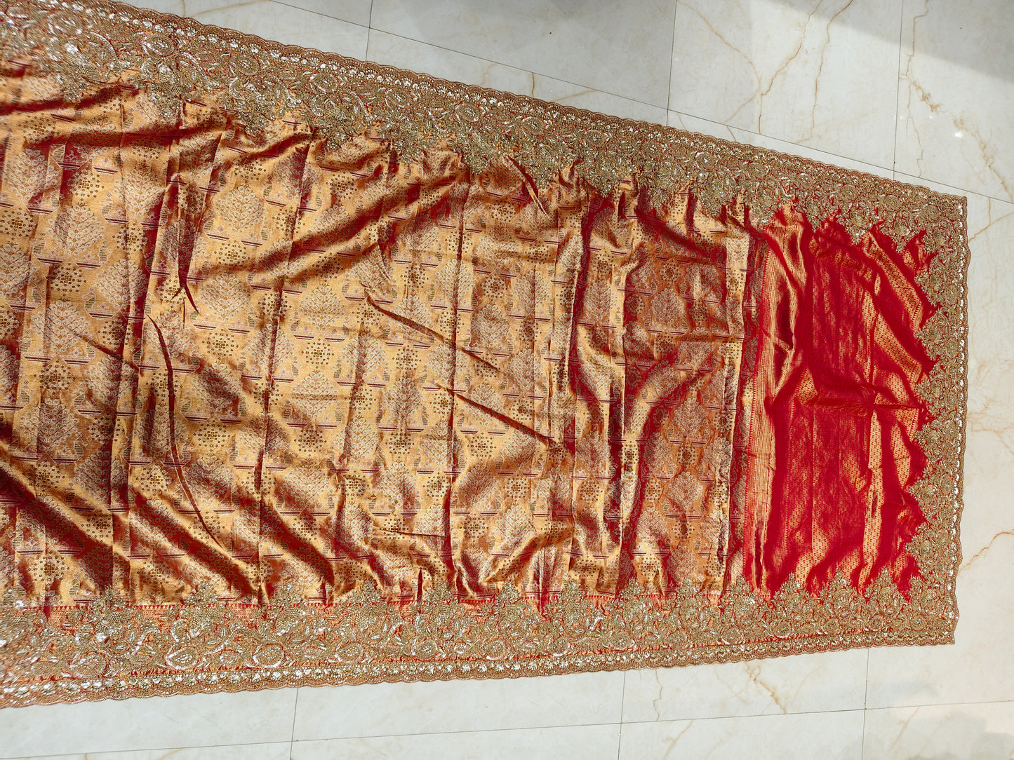 Red Tissue Designer Saree