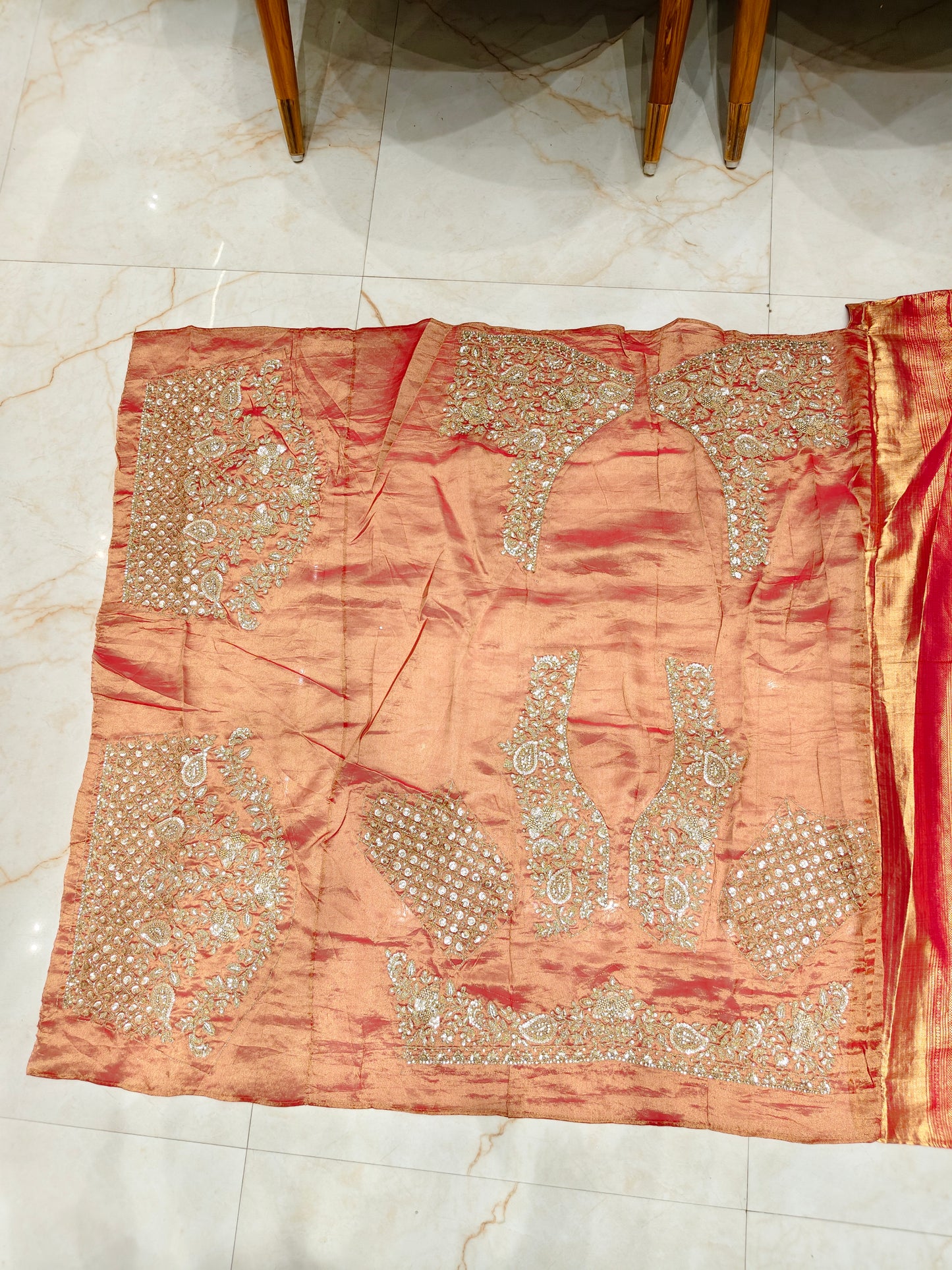 Red Tissue Designer Saree