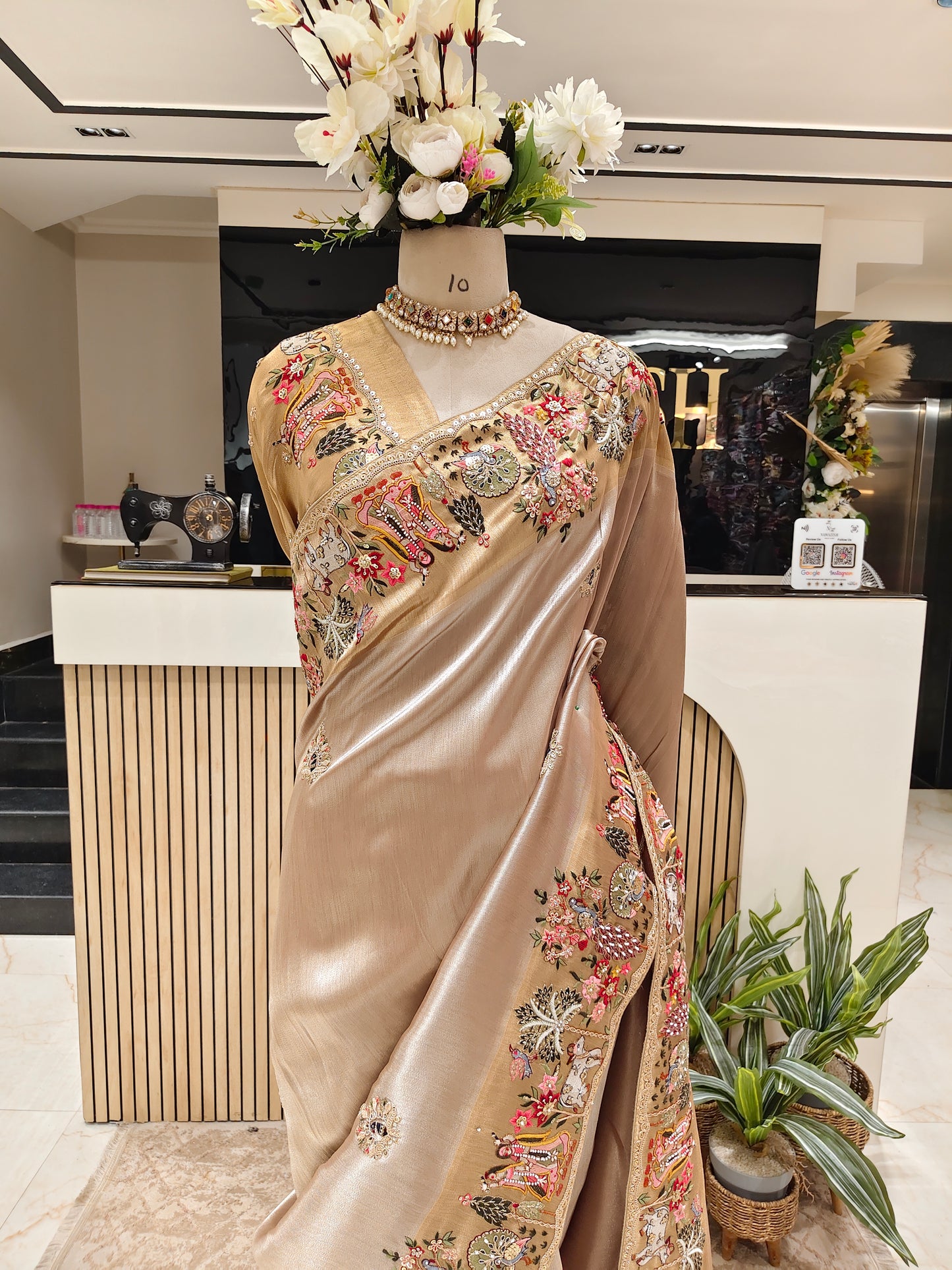 Gold Tissue Designer Saree