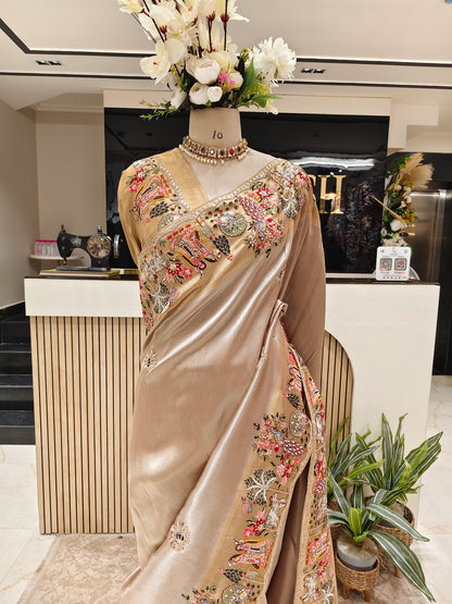 Gold Tissue Designer Saree