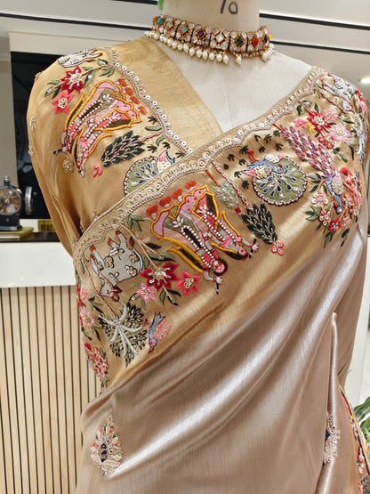 Gold Tissue Designer Saree