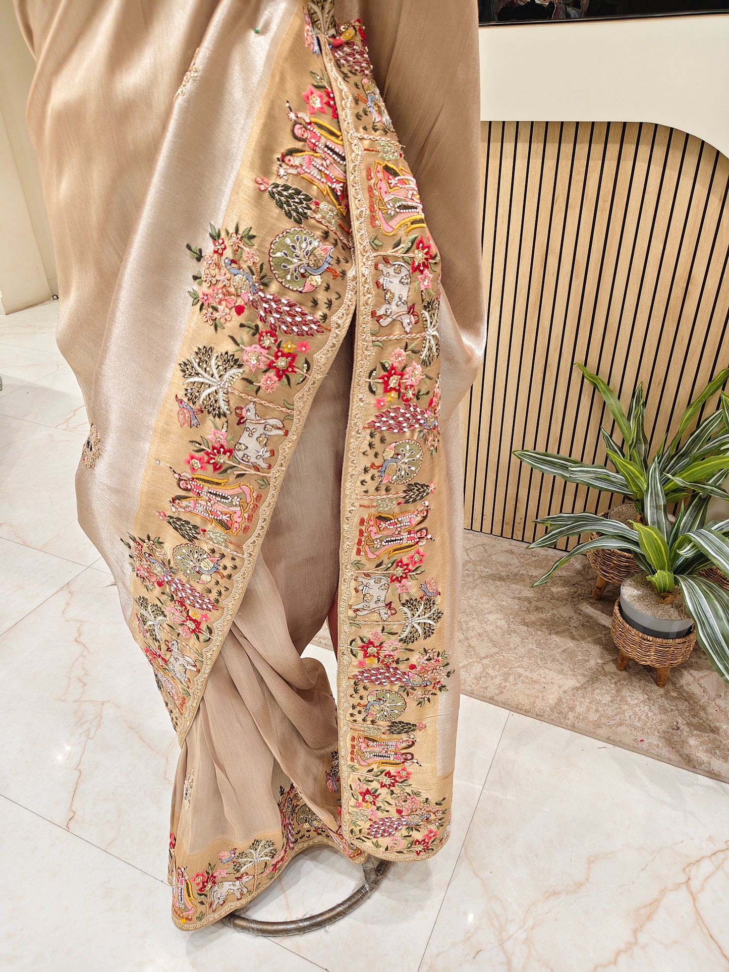 Gold Tissue Designer Saree