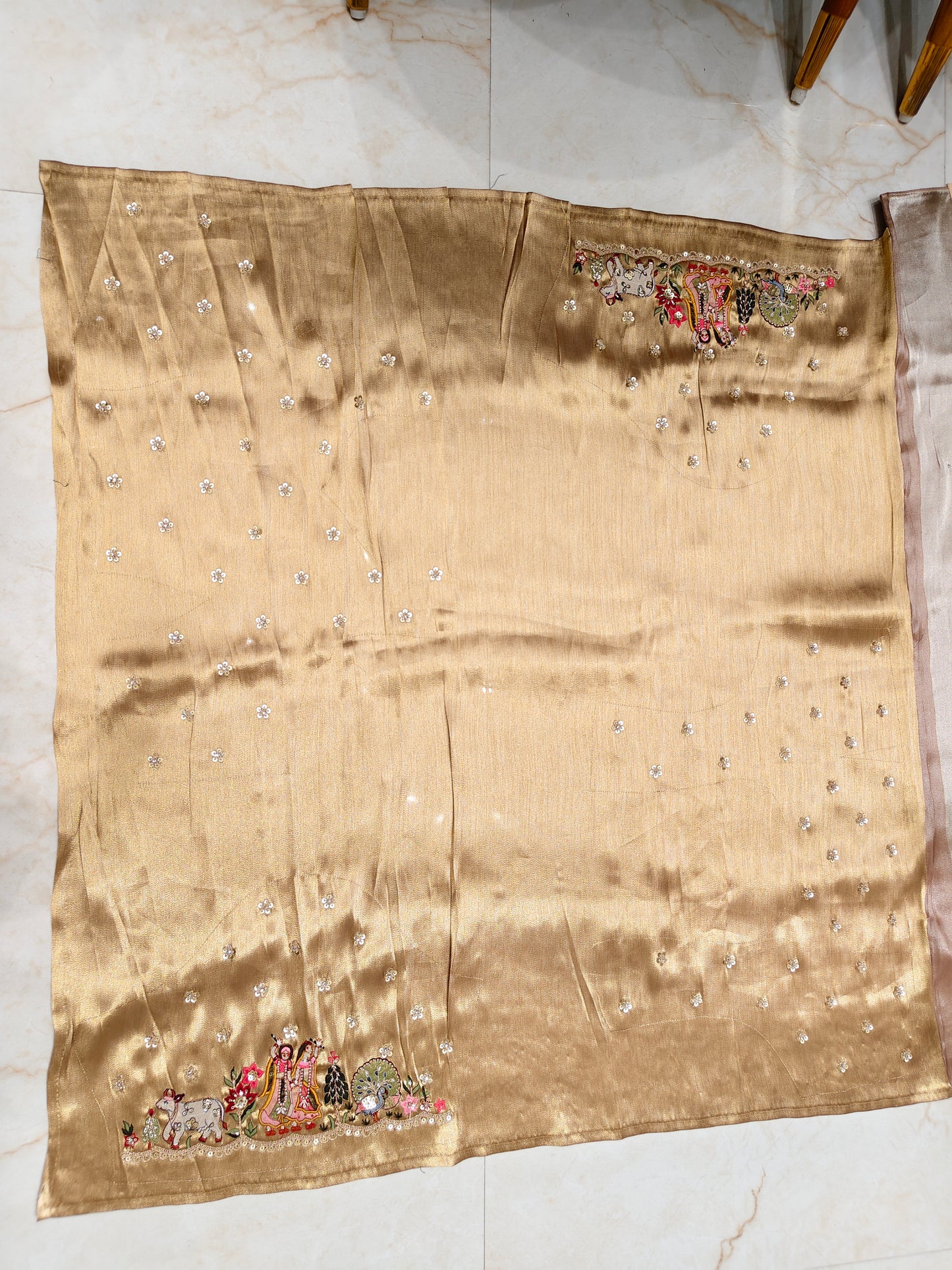 Gold Tissue Designer Saree