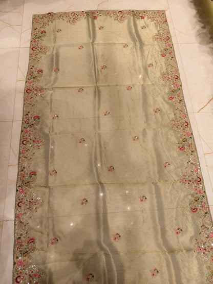 Sea Green Tissue Designer Saree