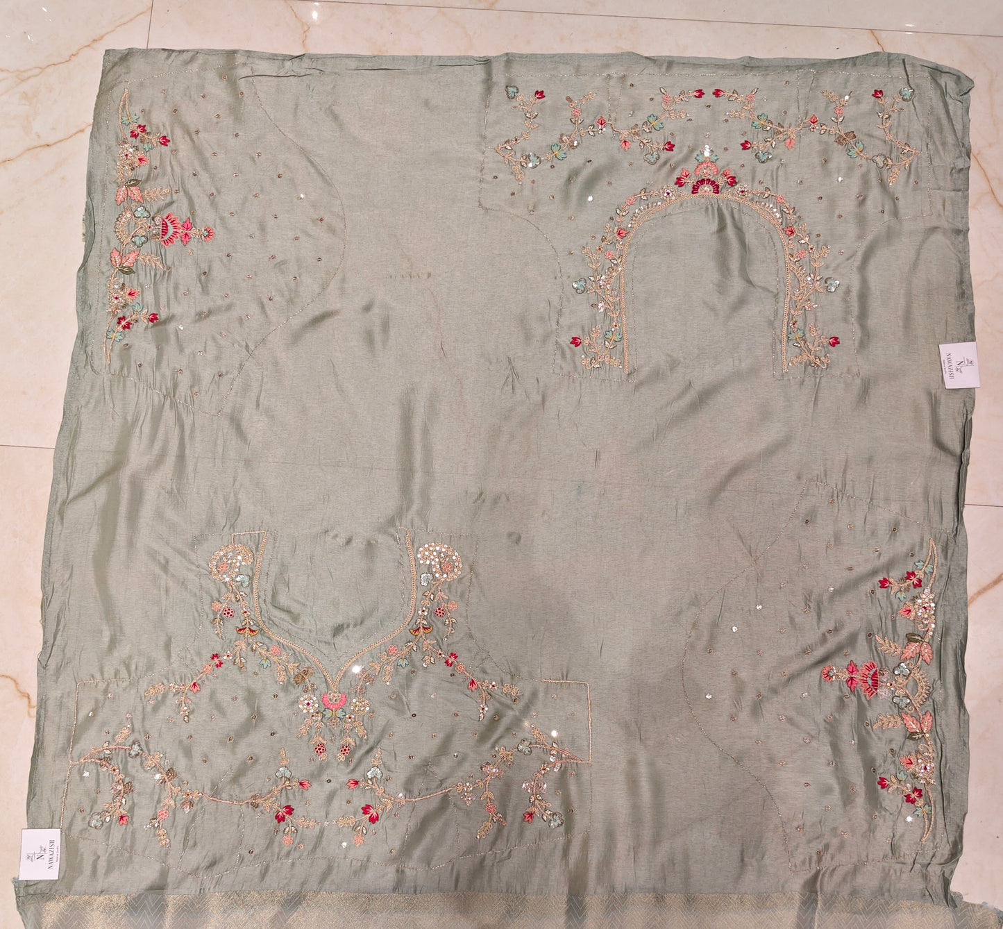 Sea Green Tissue Designer Saree