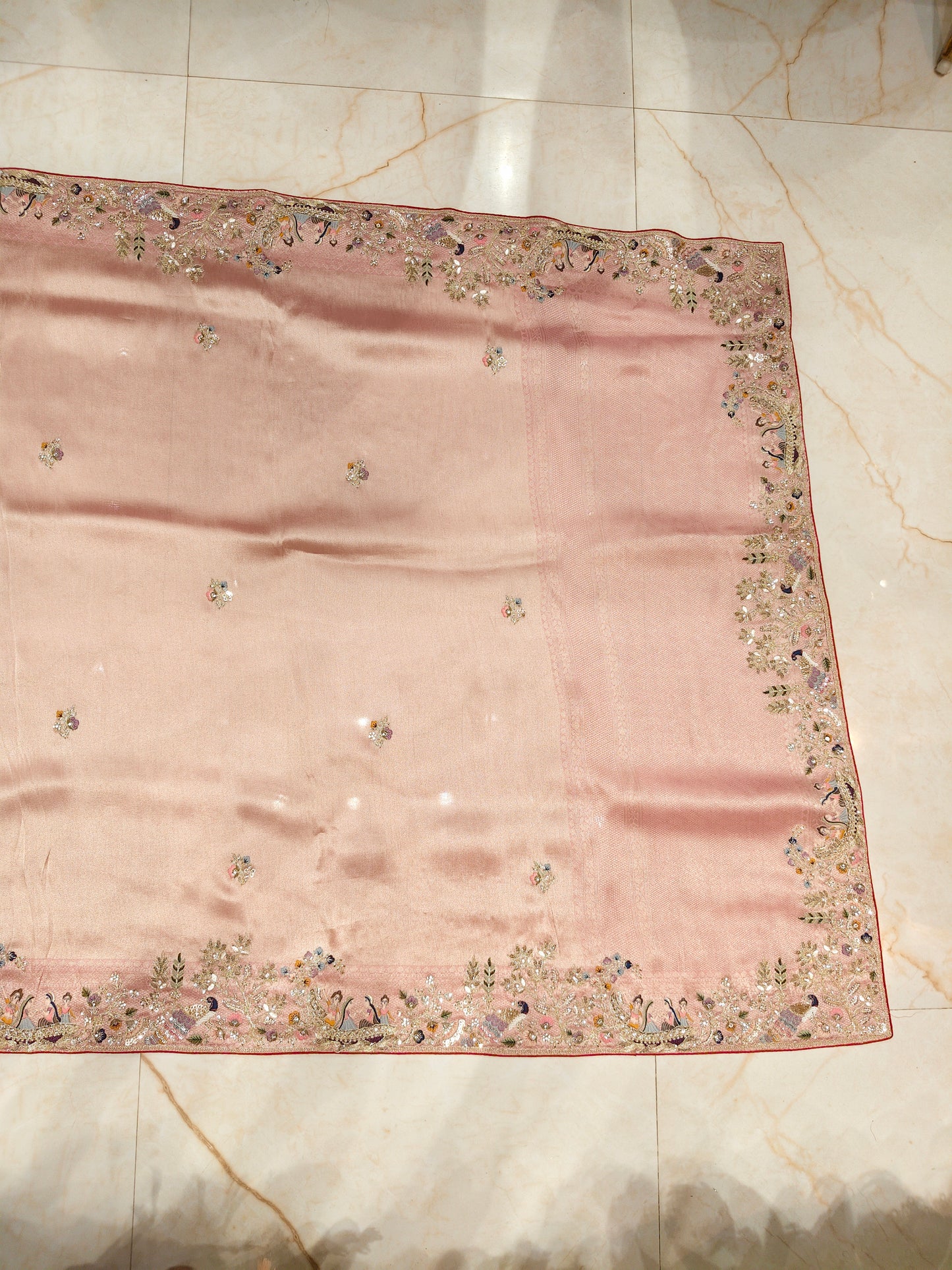 Baby Pink Tissue Designer Saree