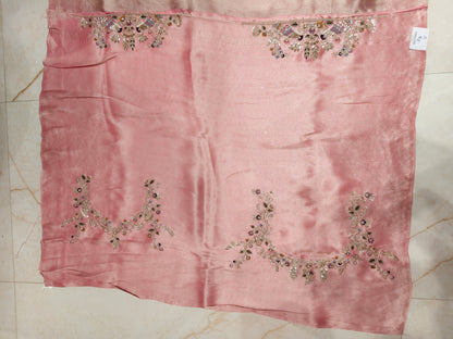 Baby Pink Tissue Designer Saree