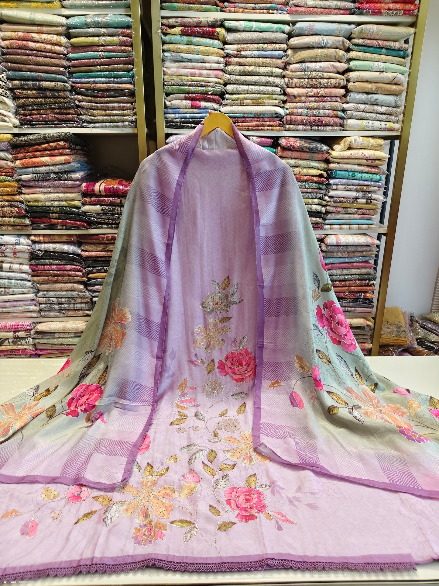 Muslin Floral Print Unstitched Suit