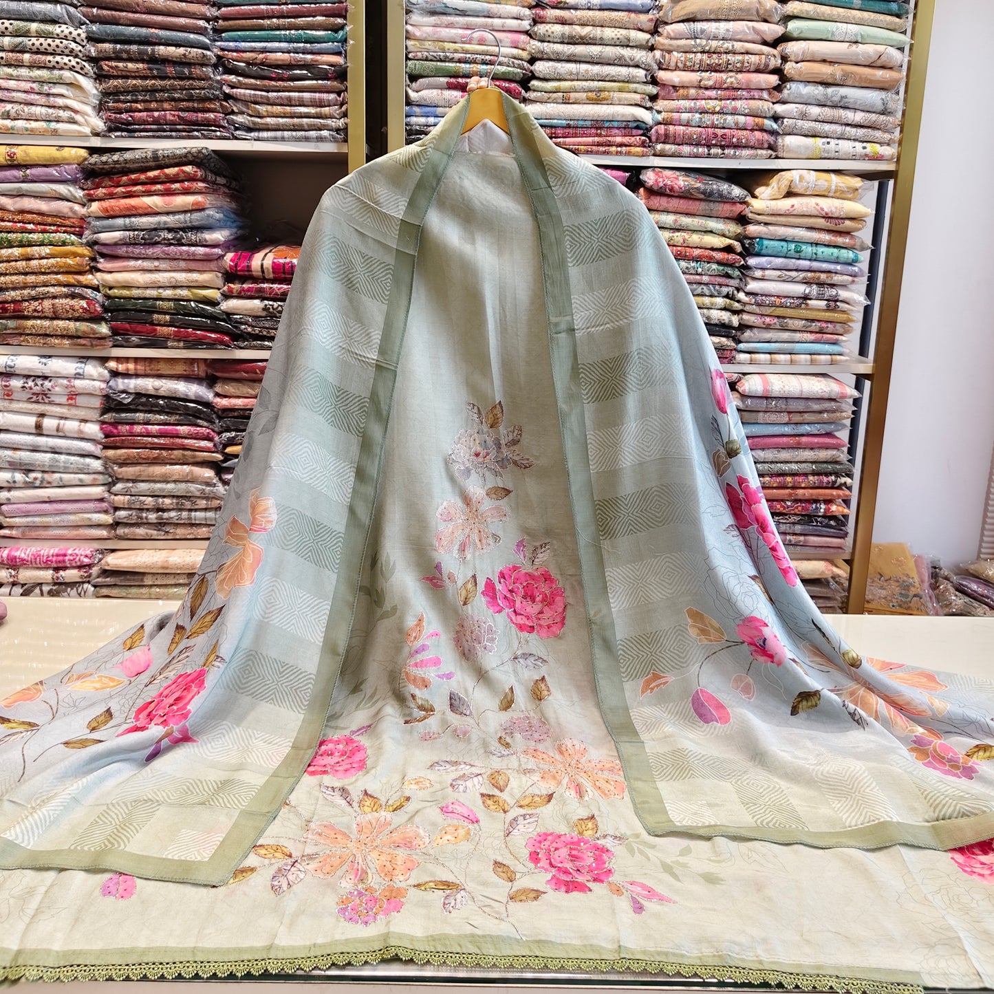 Muslin Floral Print Unstitched Suit
