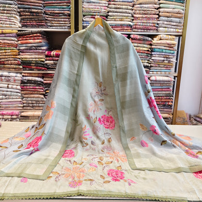 Muslin Floral Print Unstitched Suit