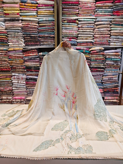 Floral Zari Resham Cotton Suit Set