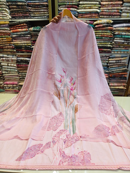 Floral Zari Resham Cotton Suit Set