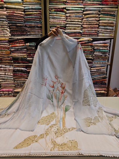 Floral Zari Resham Cotton Suit Set