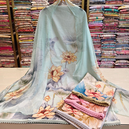 Cotton Unstitched Suit
• Printed Cotton Suit Set India
• Sequins Zari Work Suit
• Floral Chiffon Dupatta Suit
• Luxury Cotton Suit Lucknow