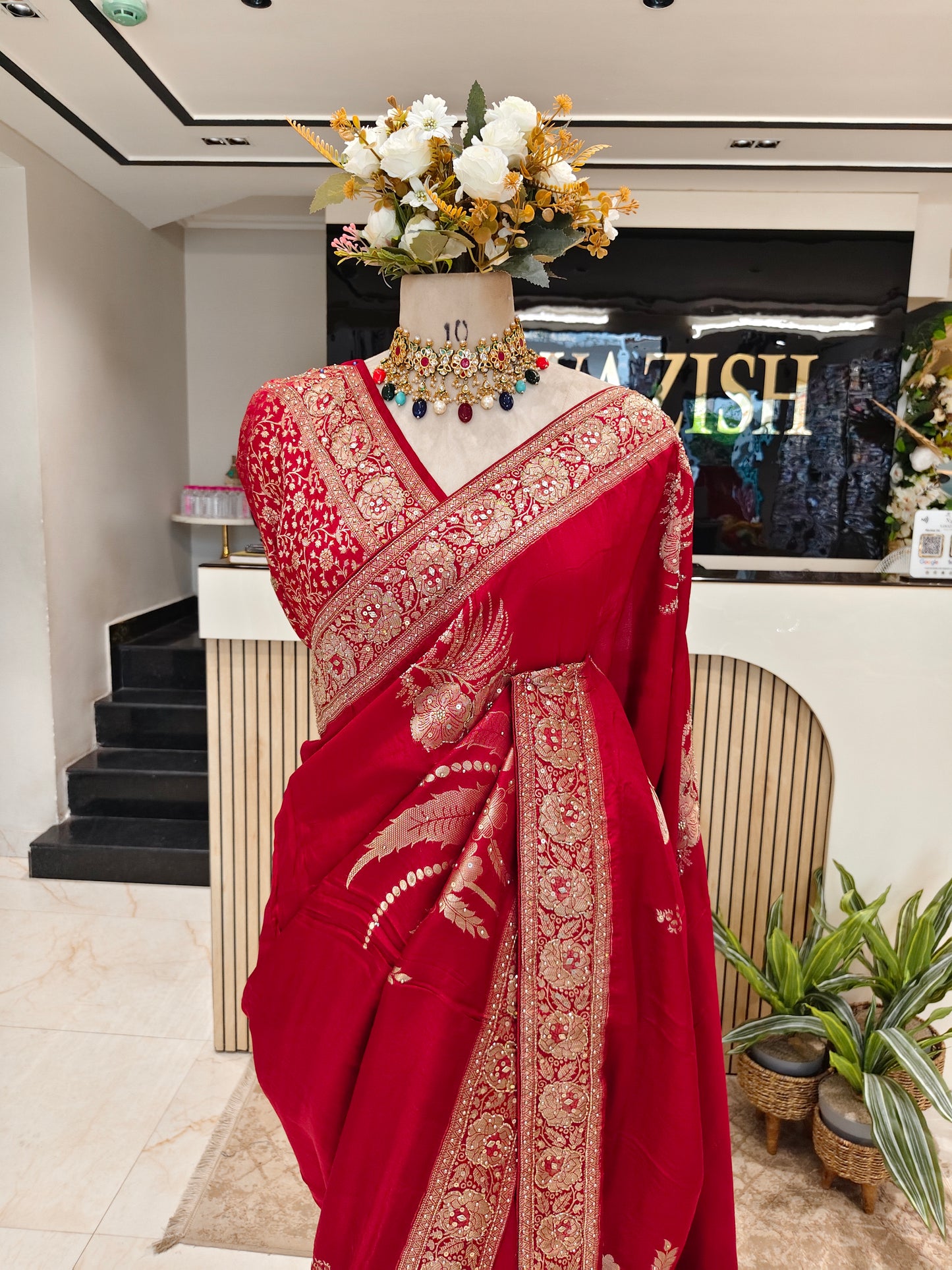 Maroon Dola Silk Designer Saree
