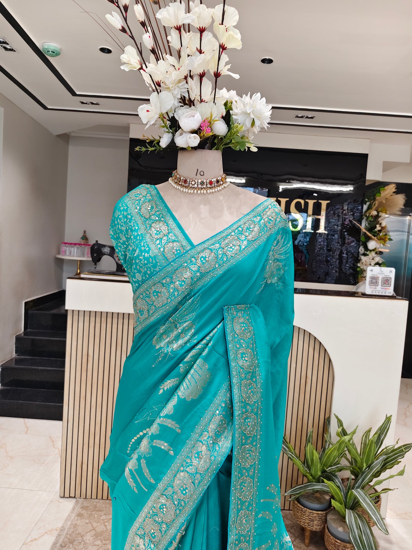Rama Green Dola Silk  Saree