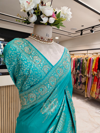 Rama Green Dola Silk  Saree