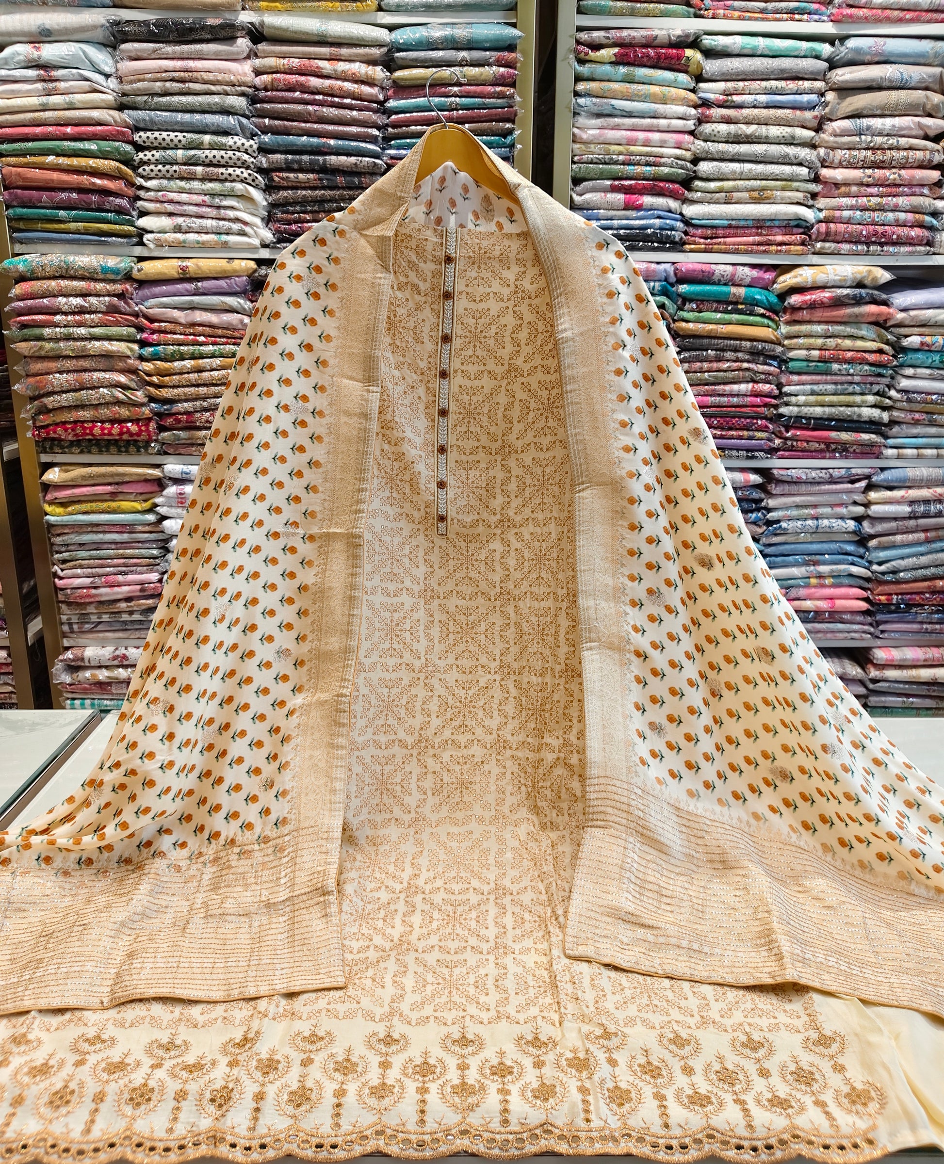 Cream Silk Unstitched Suit Set
Resham Sequins Work Silk Suit
Designer Festive Wear for Women
Muslin Dupatta Ethnic Suit Set
Luxury Unstitched Suits in Lucknow