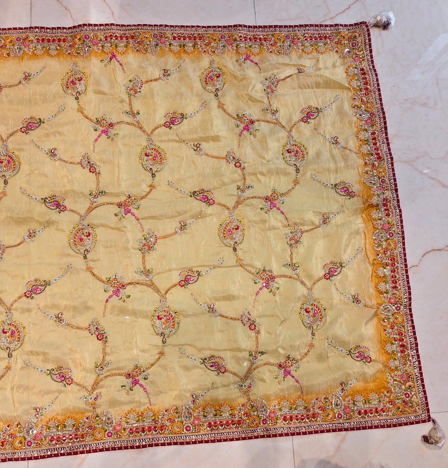 Sea Green & Rani Pink Tissue Saree