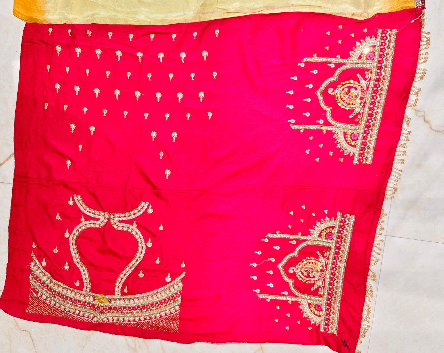 Sea Green & Rani Pink Tissue Saree