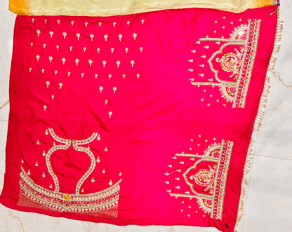 Sea Green & Rani Pink Tissue Saree
