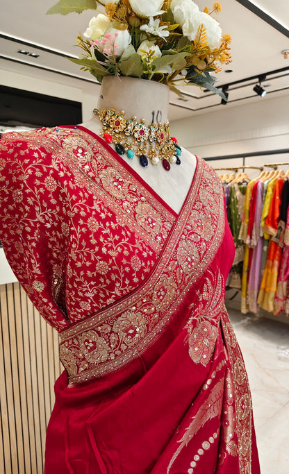 Maroon Dola Silk Designer Saree