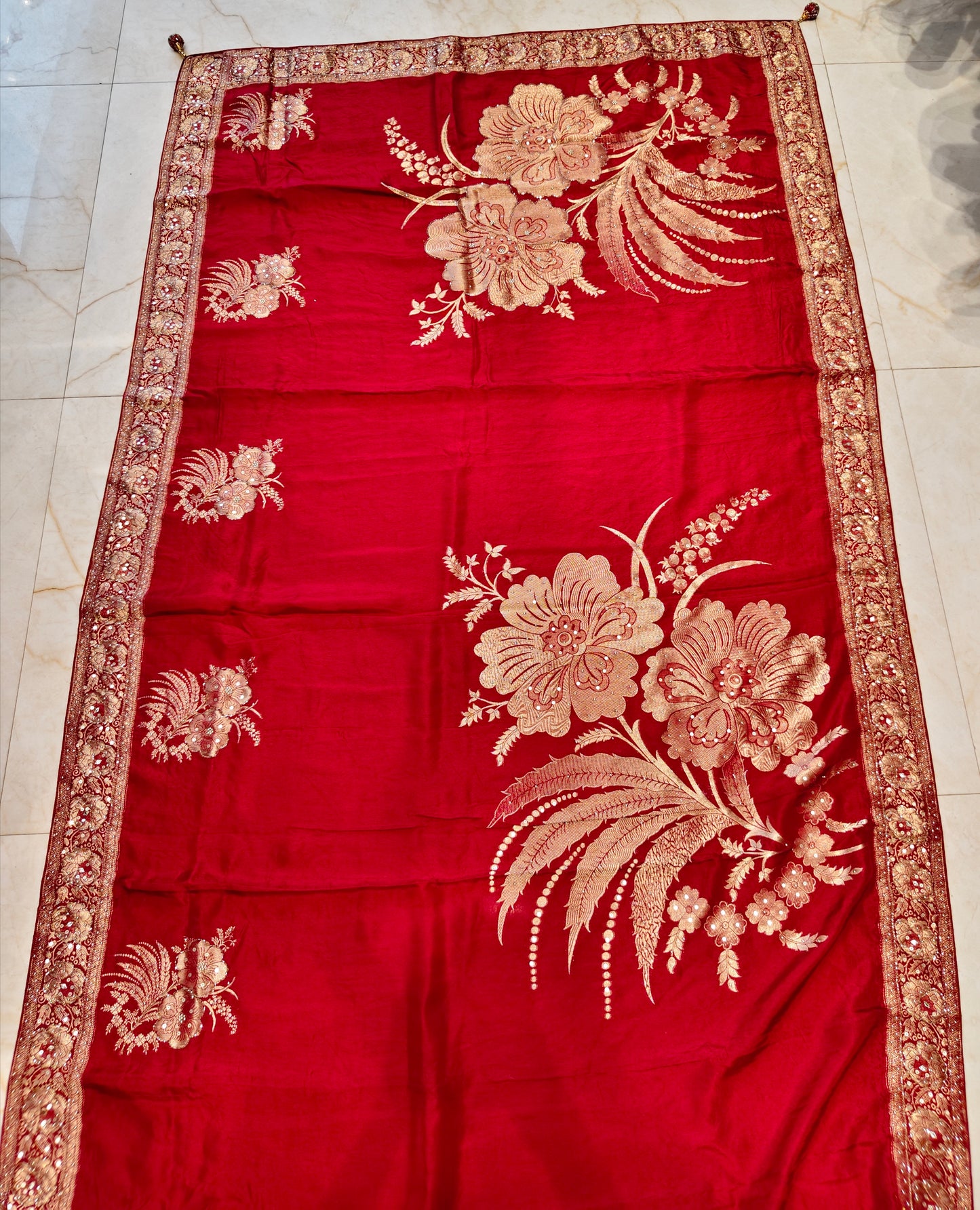 Maroon Dola Silk Designer Saree