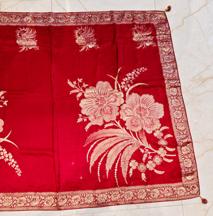 Maroon Dola Silk Designer Saree