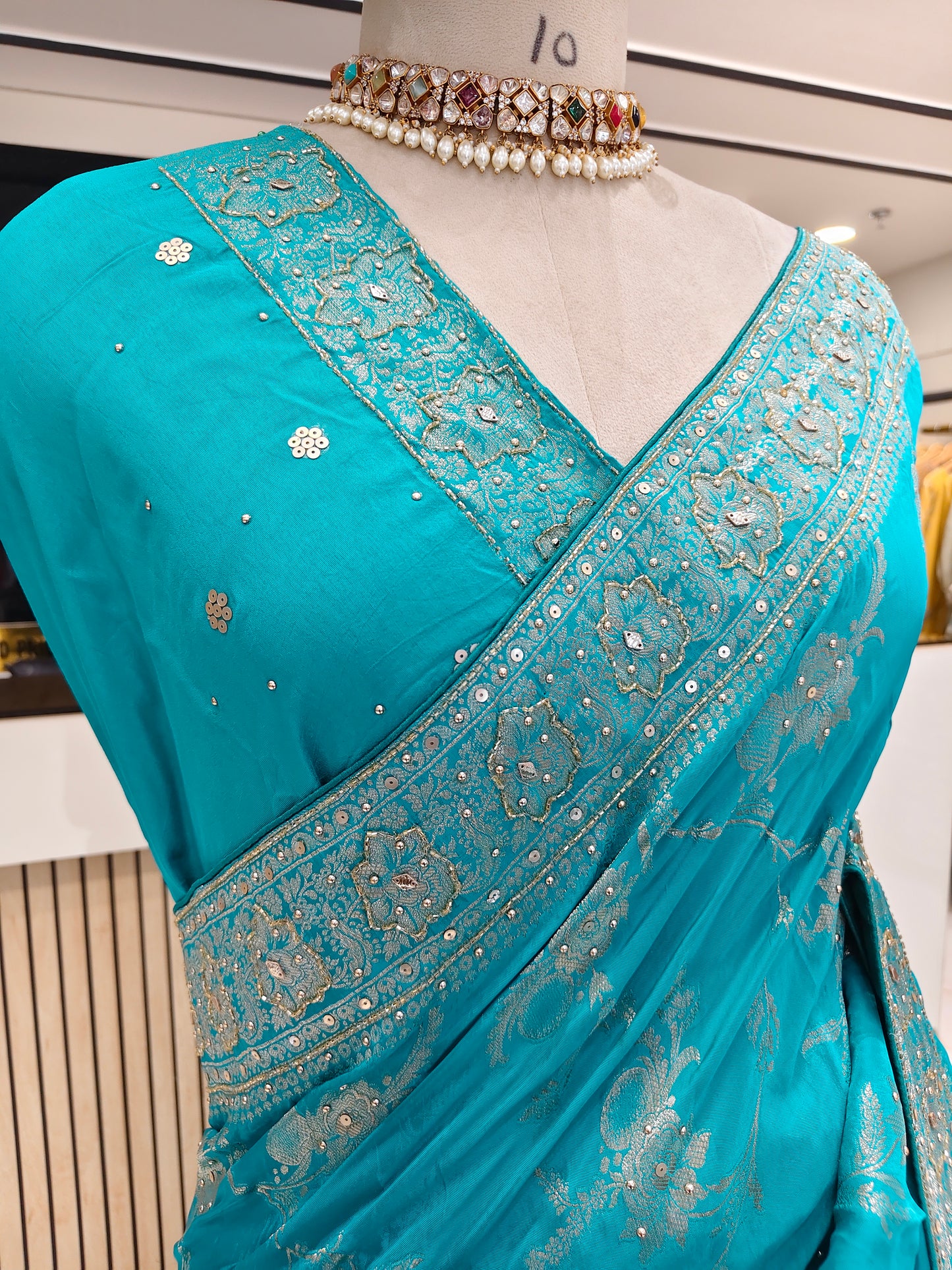 Rama Green Dola Silk Saree