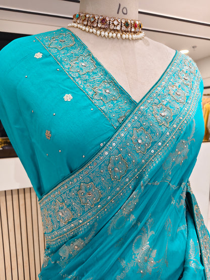 Rama Green Dola Silk Saree