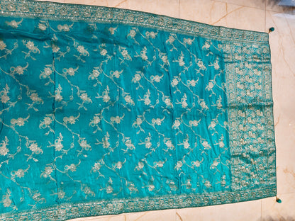 Rama Green Dola Silk Saree