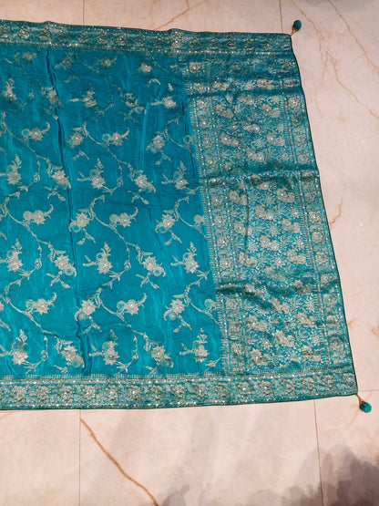 Rama Green Dola Silk Saree