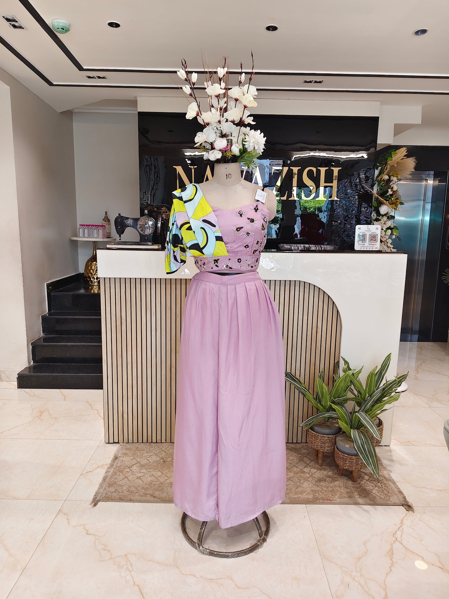 Lavender Handworked Indo-Western Palazzo Set