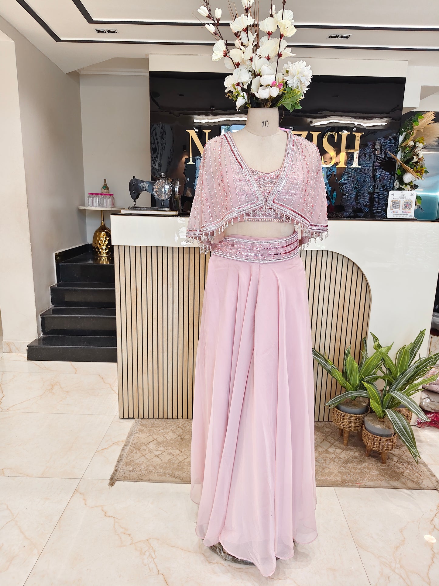 Lavender Indo Western Skirt Set
Designer Organza Palazzo Set
Kutdana Sequins Indo Western Outfit
Contemporary Wedding Wear for Women
Luxury Indo Western Dress India