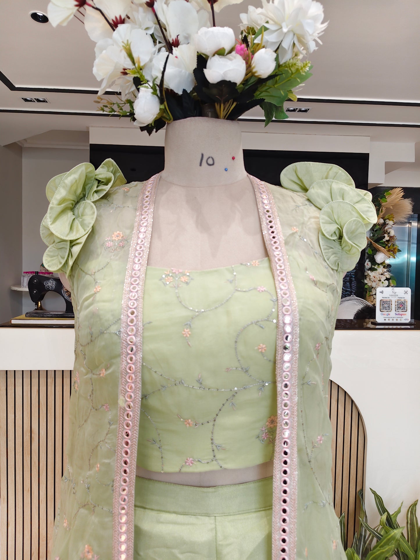 Pista Green Indo Western Plazzo Set
