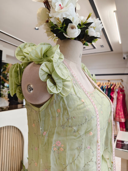 Pista Green Indo Western Plazzo Set