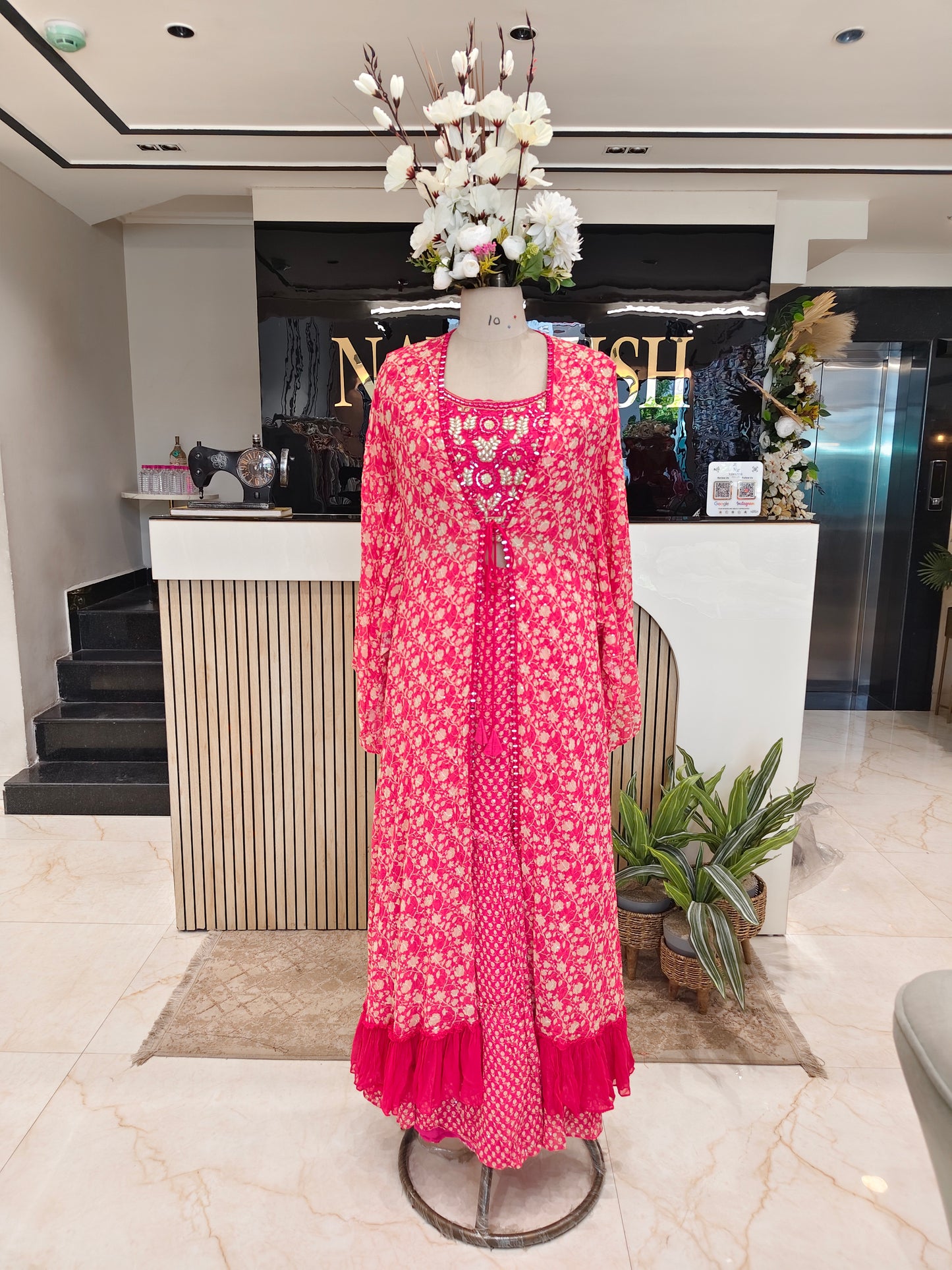 Pink Mirror Glow Sharara Set
