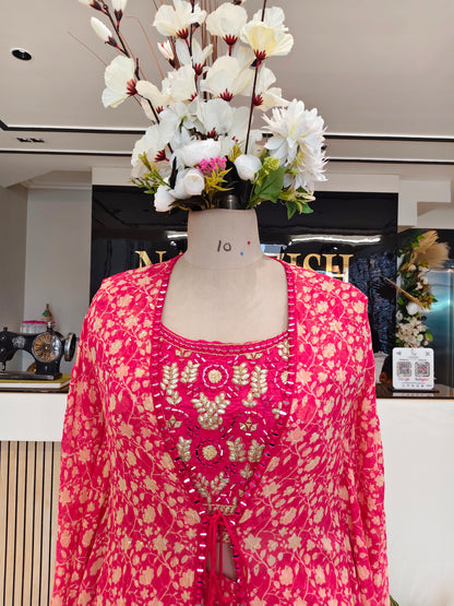 Pink Mirror Glow Sharara Set