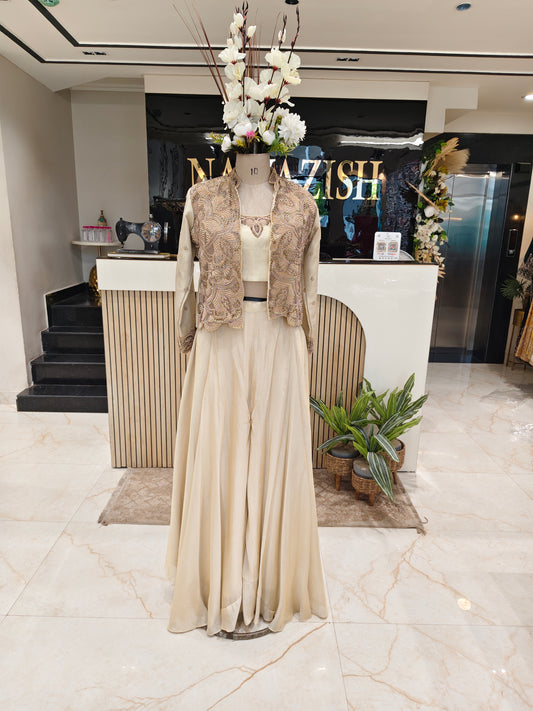 Golden Tissue Indo Western Palazzo Set