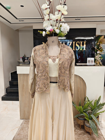 Golden Tissue Indo Western Palazzo Set