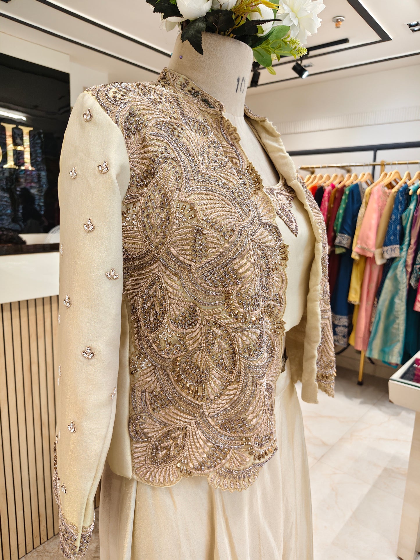 Golden Tissue Indo Western Palazzo Set