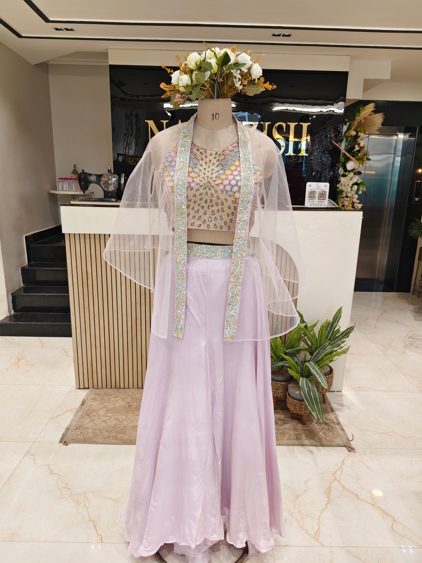 Lavender Net Palazzo Set