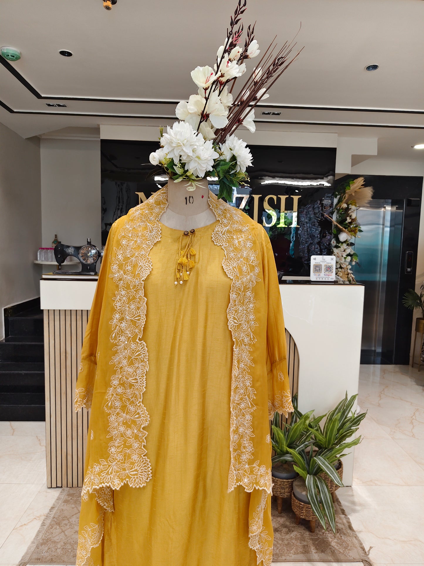 Mustard Silk Indo-Western Kurta Set