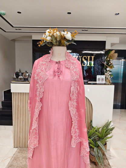 Pink Resham Sequins Indo Western Kurta Set