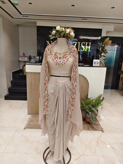 Fawn Resham Drape Skirt Set